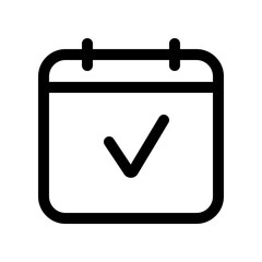 Editable vector check calendar event icon. Black, line style, transparent white background. Part of a big icon set family. Perfect for web and app interfaces, presentations, infographics, etc