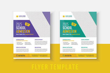 Obraz premium Creative and modern Kids Education Flyer. Kids Back to School Education Admission Poster Layout Template, Back to School Flyer, School Admission Template, Education Flyer and Poster Design.