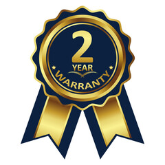 warranty badge elements gold color, with premium colors, seals, medals, shields, badges, scrolls, and ornaments