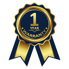 warranty badge elements gold color, with premium colors, seals, medals, shields, badges, scrolls, and ornaments