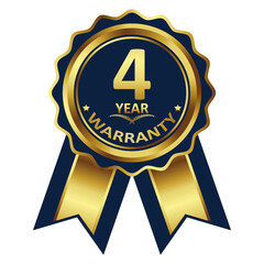 warranty badge elements gold color, with premium colors, seals, medals, shields, badges, scrolls, and ornaments