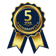 warranty badge elements gold color, with premium colors, seals, medals, shields, badges, scrolls, and ornaments