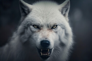 White wolf portraits. Generative AI.