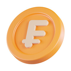 Franc Coin Currency 3D Icon