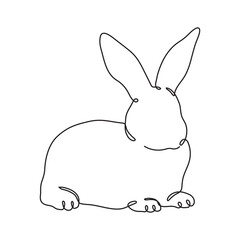 Rabbit line one line drawing illustration.

