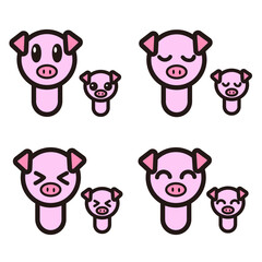 豚の親子_表情差分