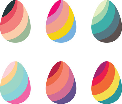 set of 6 Easter egg Vector image or clipart