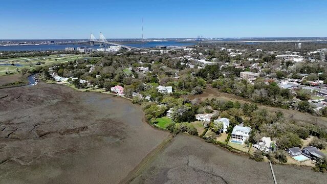 mount pleasant aerial push in near charleston sc, south carolina