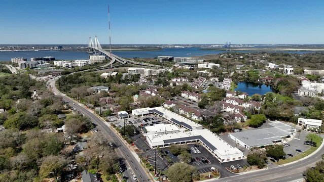 aerial slow push into development in mount pleasant sc, south carolina near charleston sc, south carolina
