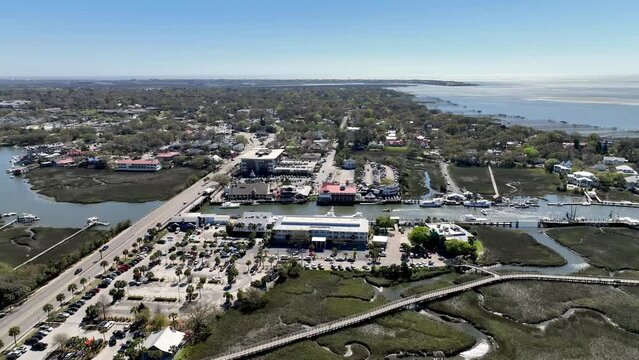 shem creek slow aerial push in in mount pleasant sc, south carolina near charleston sc, south carolina