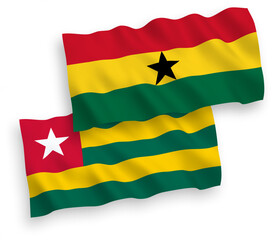Flags of Togolese Republic and Ghana on a white background