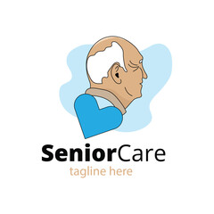 Colorful logo vector illustration for Senior's care. care for old age peoples icon with dummy text on white background.