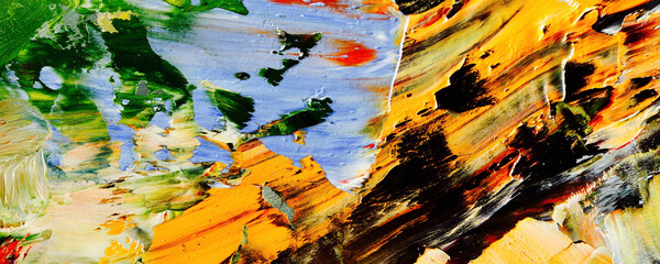 Color texture. Hand drawn oil painting on canvas. Abstract art background. Modern, contemporary art. Colorful canvas. Wall decor background	