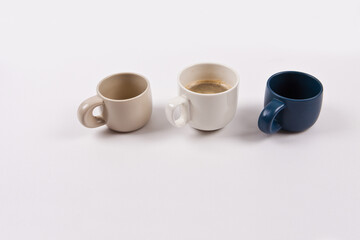 Three different coffee cups