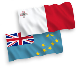 Flags of Malta and Tuvalu on a white background