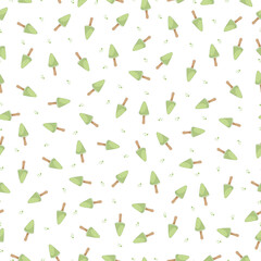 Hand-drawn Cute seamless pattern with lime ice cream. Can be used for wrapping paper, gift wrapping, textiles, etc