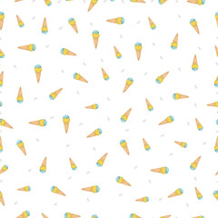 Hand-drawn Cute seamless pattern with ice cream. Can be used for wrapping paper, gift wrapping, textiles, etc.