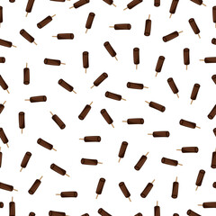 Hand-drawn Cute seamless pattern with chocolate ice cream. Can be used for wrapping paper, gift wrapping, textiles, etc.
