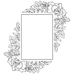 rose flower frame outline decoration