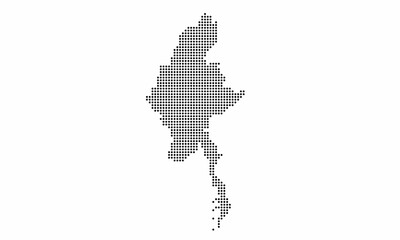 Myanmar dotted map with grunge texture in dot style. Abstract vector illustration of a country map with halftone effect for infographic. 