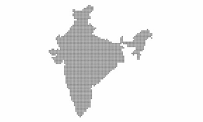 India dotted map with grunge texture in dot style. Abstract vector illustration of a country map with halftone effect for infographic. 