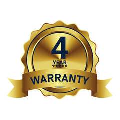warranty badge element illustration gold color, with premium colors, seals, medals, shields, badges, scrolls, and ornaments