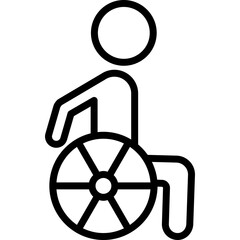 Man in wheelchair thin line icon. Vector illustration.