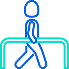 Physiotherapy or rehabilitation thin line icon: man training to walk. Modern vector illustration.