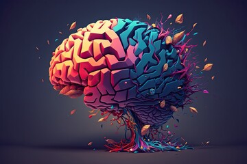 Illustration of a human brain with colorful and imaginative design elements. Representing creativity, innovation, imagination, and ideation for artistic and knowledge. Generative AI