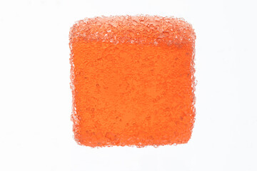 Orange square of fruit jelly