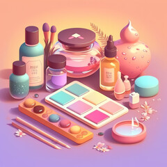 Obraz na płótnie Canvas make-up, cosmetic, brush, set, fashion, set, vector, icon, beauty, pattern, bottle, spa, seamless, design, color, gift, beach, fashion, cartoon, illustration, equipment, cosmetics, holiday, collection