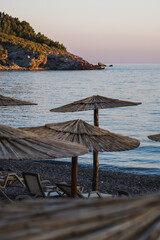 The view above the parasol on the open sea