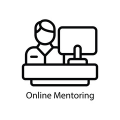Online Mentoring Vector Outline Icons. Simple stock illustration stock