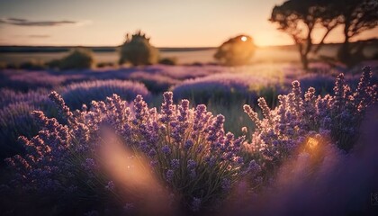Beautiful nature landscape of lavender flowers field, Generative AI