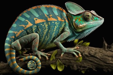 Chameleon of Parson's, a male (Latin Calumma parsonii). His birthplace is the northern and eastern parts of Madagascar, including St. Mary's Island. Generative AI