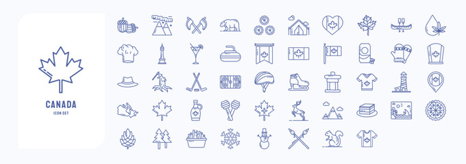 Fototapeta premium Canada country and culture icon set