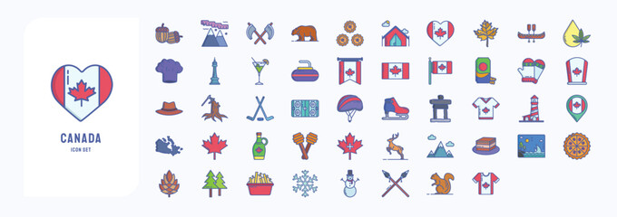 Canada country and culture icon set