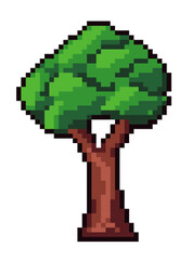 Pixelated tree for game setting, forest botany