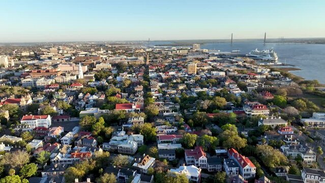 charleston sc, south carolina high aerial pullout