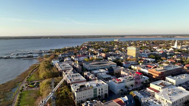 charleston sc, south caroina aerial of the pennisula