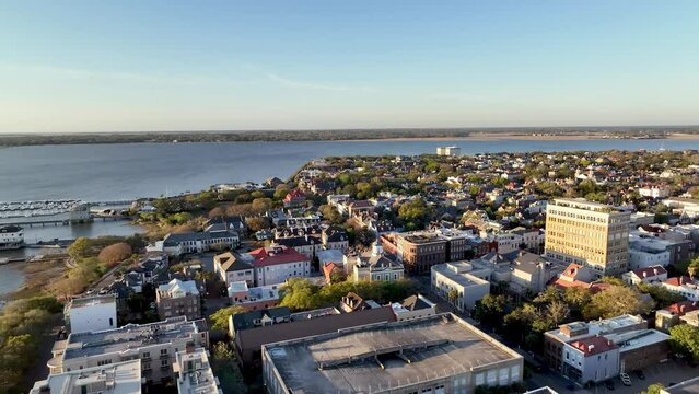 high aerial over charleston sc, south carolina