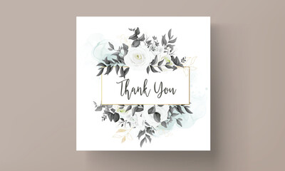 simple and elegant black and white floral wedding invitation card