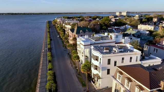 charleston sc, south carolina aerial over the battery
