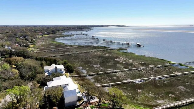 deep water docks into the cooper river near charleston sc, south carolina near shem creek