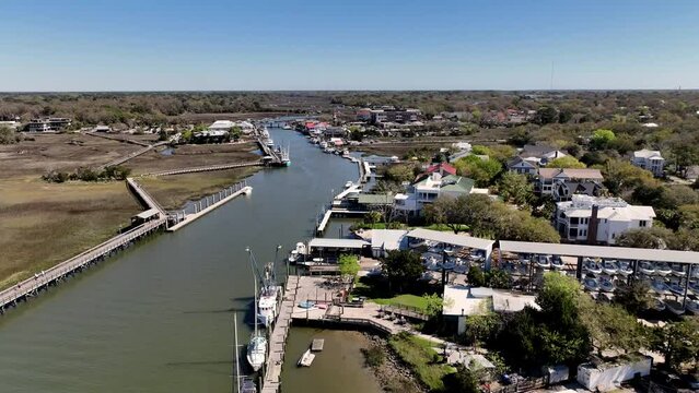 aerial tilt up shem creek charleston sc, south carolina
