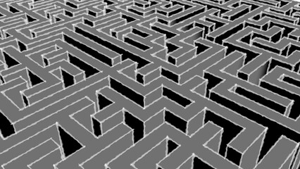 20 by 20 orthogonal maze 3d render illustration image. Endless maze concept, labyrinth background...