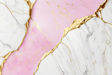 Abstract marble pink, white and gold background. Wedding invitation, card backdrop, banner. Ai generated