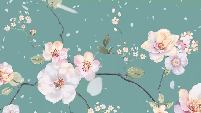 Watercolor flowers, roses, peonies, paisley plum