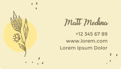 Business card with personal information and site