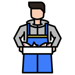 fisherman line icon